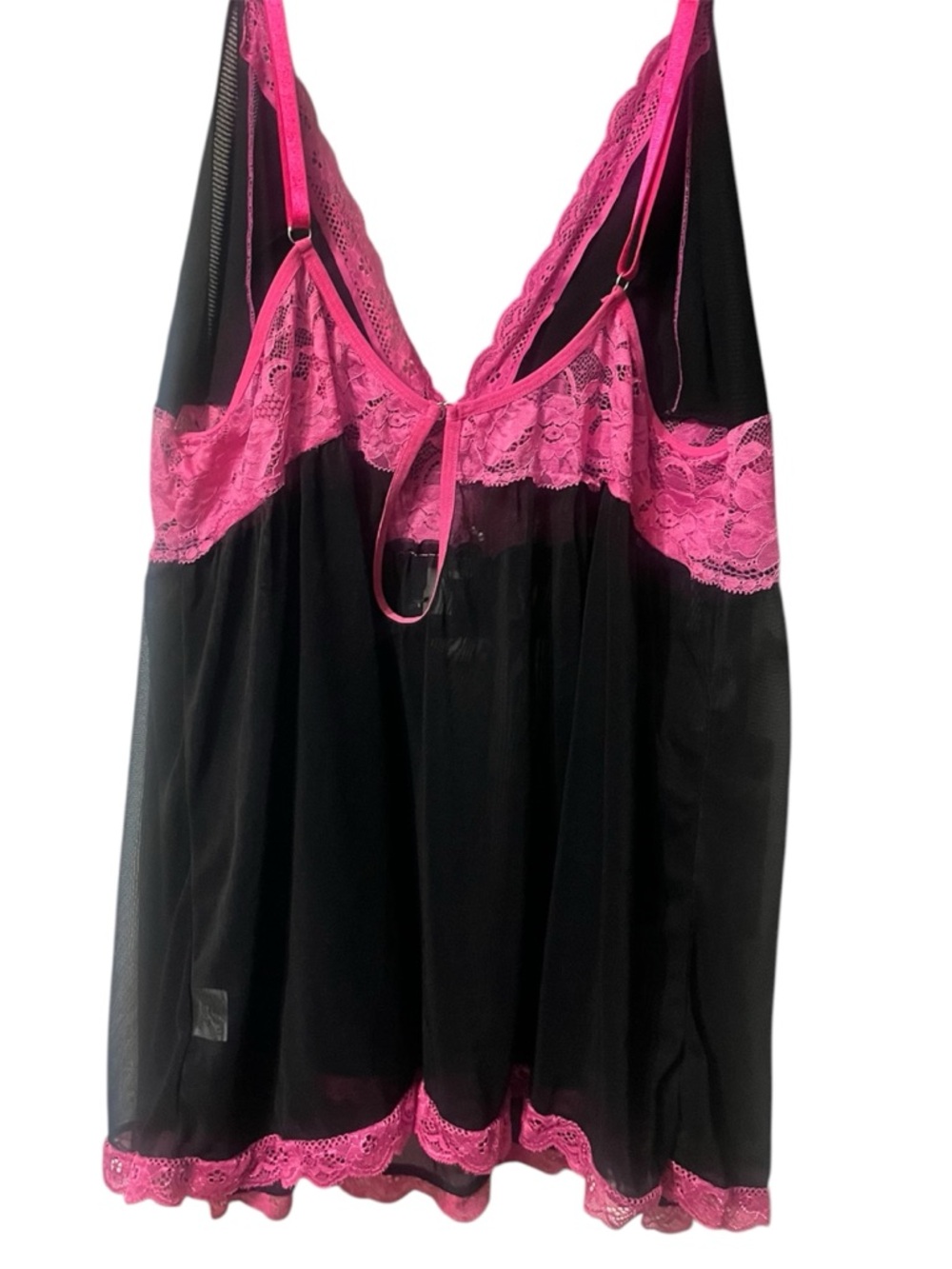 Sexy Black with Pink Lace Nighty - Picture 4 of 5